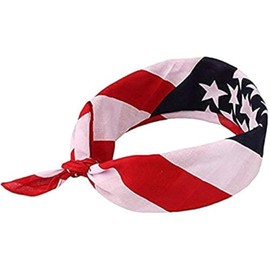 Shimmer Anna Shine Red White and Blue American Flag Bandana Headband USA for Men and Women - Neck and Face Scarf Head Wrap (Red White and Blue Cotton USA)