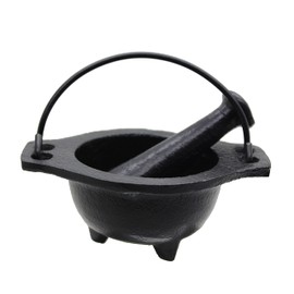 Crystalo - Cast Iron Cauldron Mortar And Pestle Set