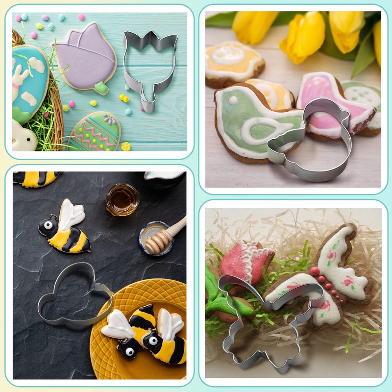 Funtery 12 Pieces Spring Flower Cookie Cutters Set Butterfly Flower