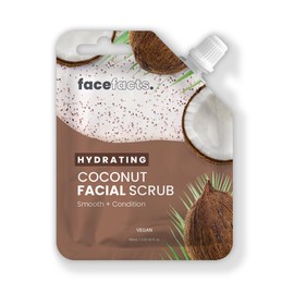 Face Facts Beruhigendes Kokosnuss-Gesichtspeeling, 60 ml, mit Walnussschalenpulver, wiederverwendbarer/wiederverschließbarer Beutel