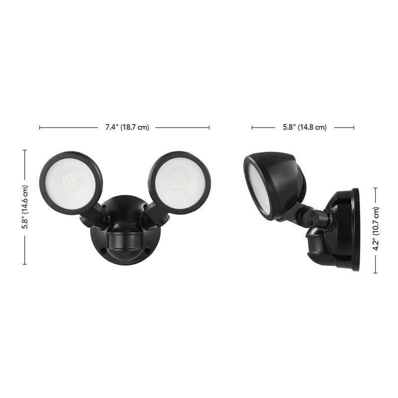 GLOBE 180-Degree 10 W Twin Head Black 1000 Lumens Hardwired