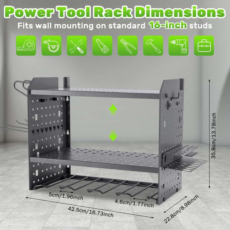 Nathdy Adjustable Wall Mount Rack for Leaf Blower & Weed