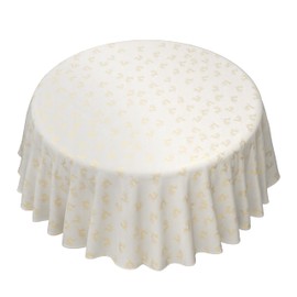 Emma Barclay Reindeer - Metallic Woven Jacquard Chrismas Table Cloth in Cream Gold - 70" (178cm) Round