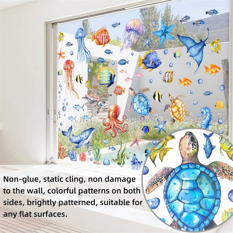 Hikosiya Hyqa011 Electrostatic Sticker, Window Sticker, Fish, Aquarium, Scandinavian Style,