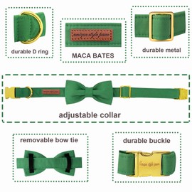 Unique style paws Dog Collar with Bow Tie, Soft Cotton Collar with Reinforced Golden Metal Buckle, Comfortable and Adjustable Collar for Small, Medium Dogs and Cats