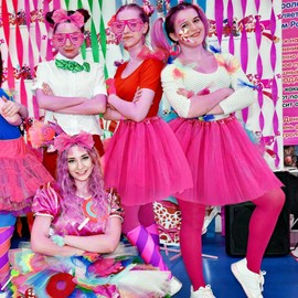 Riisoyu Women's 80s Outfit, 11-Piece 80s Costume Accessory Set, Neon 80s Clothing Girls with Tutu Headband, Earring, Necklace, Mesh Gloves for Theme Party, Carnival Accessories, Women