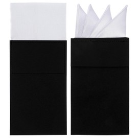 2Pcs White Pocket Squares for Men Prefolded Handkerchiefs for Men Suit Pocket Squares for Man on Card Wedding Party Jacket Tuxedo Suit Accessories