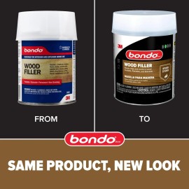Bondo Wood Filler 12 oz with Hardener 0.5 oz, Repairs Chips and Cracks in Woo...