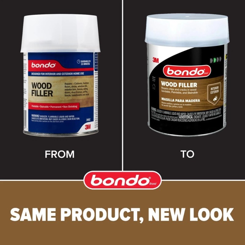 Bondo Wood Filler 12 oz with Hardener 0.5 oz, Repairs
