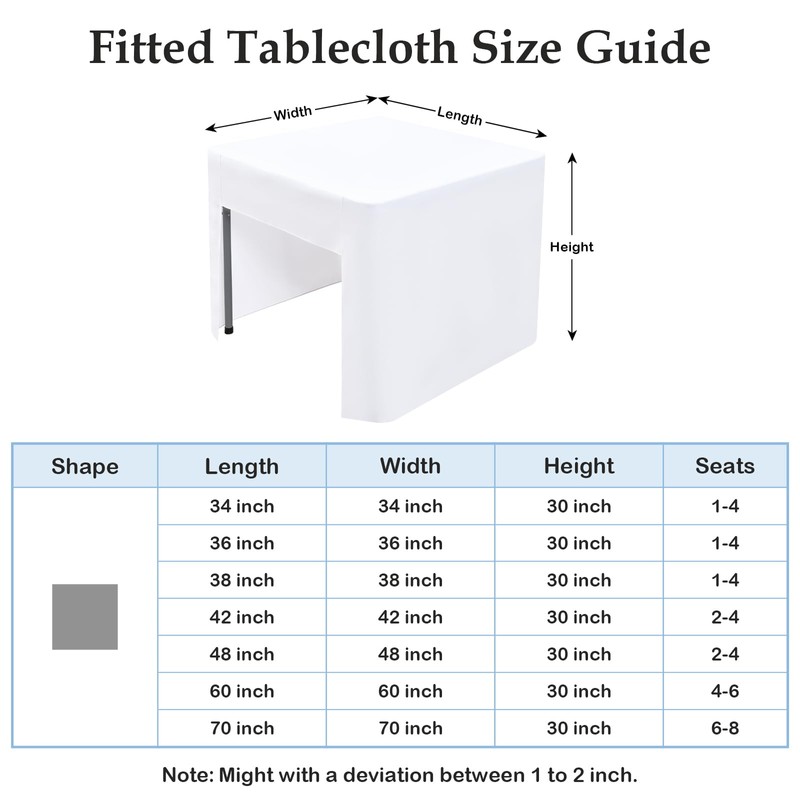 Wolkemer 2 Pack Open Back Fitted Tablecloth Square 34x34 Inch,