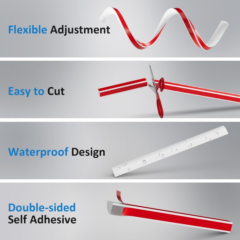 Jaspond Flexible Quarter Round Molding, 98Inch Self-Adhesive Silicone Rubber Trim