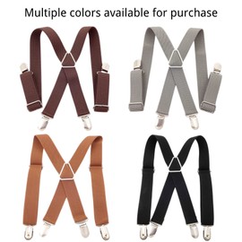 CHENGZI Kids Braces with 4 Clips Stainless Steel Adjustable Elastic Heavy Duty with Strong Metal Clips for Boys and Girls Coffee One Size, coffee