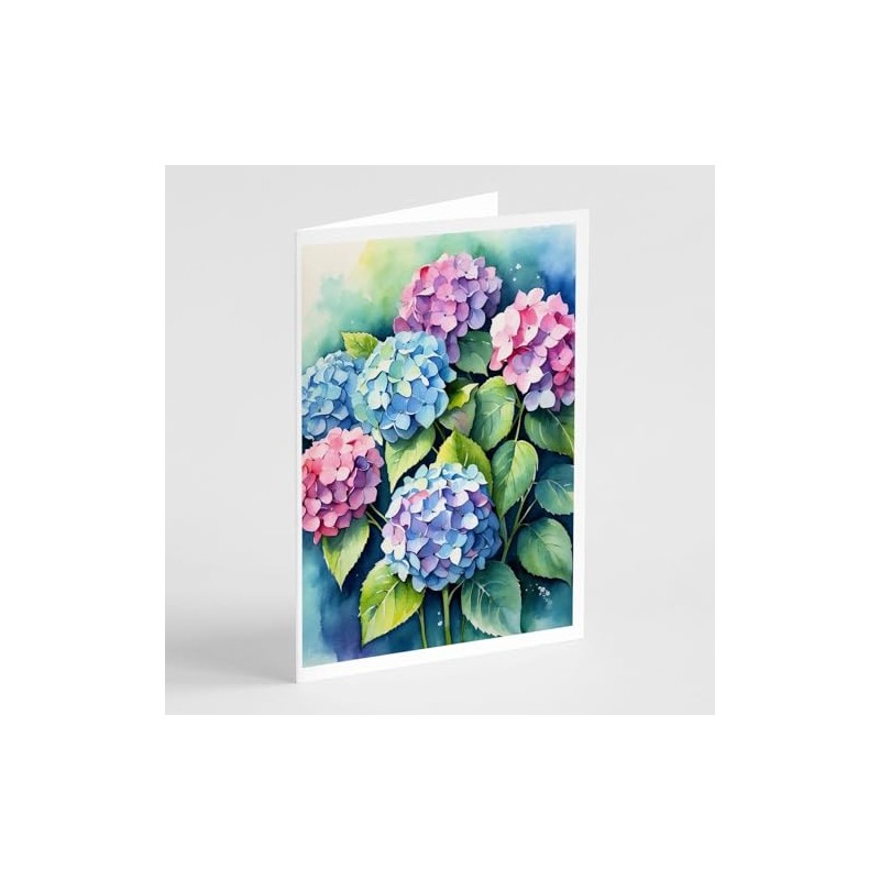 Caroline's Treasures Hydrangeas Greeting Cards Pack of 8 Blank Cards