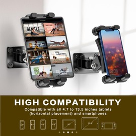 JUBOR Tablet Wall Mount -360°Adjustable Tablet Wall Holder for All 4.7-12.9 Inch Tablet and Smartphone, Kitchen Wall Mount Tablet Stand Suitable for Kitchen, Office, Warehouse and More