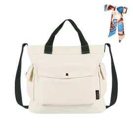 Right 20 Canvas Bag for Women, Canvas Shoulder Bag Women, Shoulder Bag, Casual Multifunctional Crossbody Bag for School, Work, Travel etc, beige