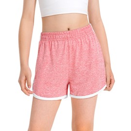 BOOPH 4 Packs Girls Shorts Quick Dry Kids Athletic Soccer Running Shorts with Pockets 13-14Y L-Gray O-Pink Navy Black