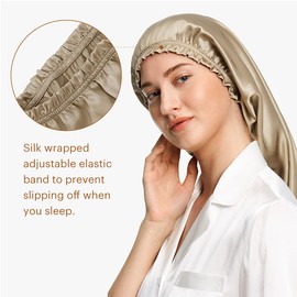 LilySilk Women’s Silk Sleep Cap 19 Momme 100 Real Silk Bonnet with Soft Elastic Band for Hair