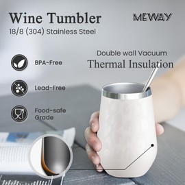 MEWAY 12oz Insulated Wine Tumbler Bulk, Double Wall Vacuum Stainless Steel Travel Tumbler with Straw,Travel wine tumbler, 4 pack of wine tumbler glasses(Almond Leopard,Set of 4)