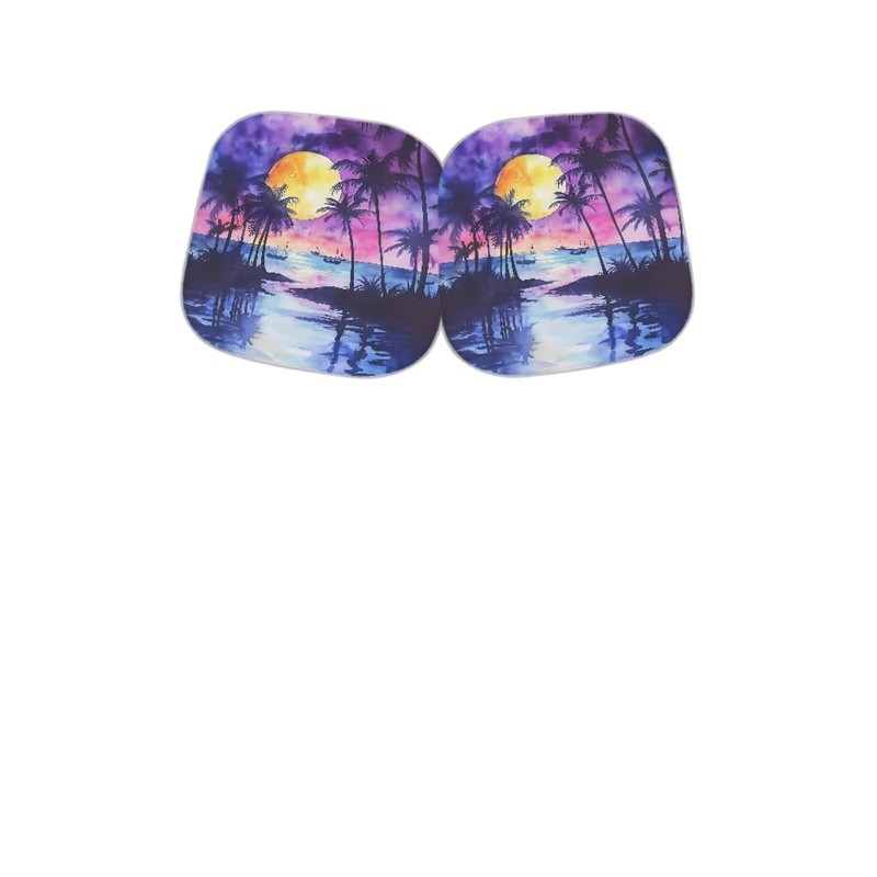 SEANATIVE Purple Sunset Coconut Tree Car Sun Shade for Car