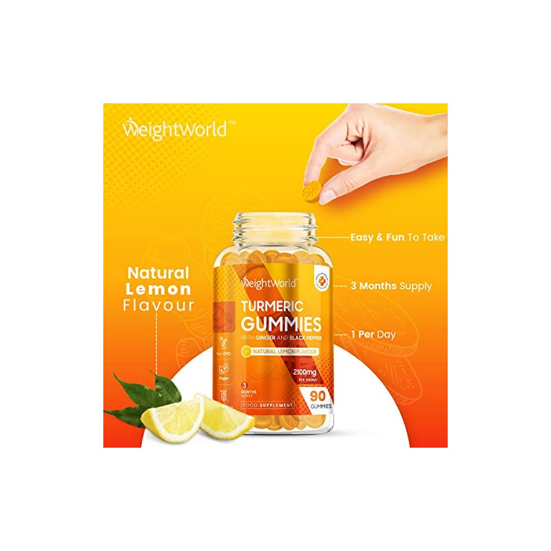 Turmeric and Black Pepper Gummies with Ginger 2100mg - 90