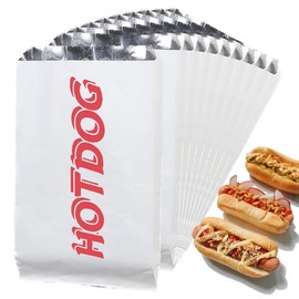 220 Pcs Hot Dog Wrappers, Aluminum Foil Hot Dog Bags, Grease Bags for Kitchen, Greaseproof Foil Burger Bags Pouches, Party Supplies for Concession Stand, Carnival, Fundraiser, 8.5'' x 4.8'' x 1.5''