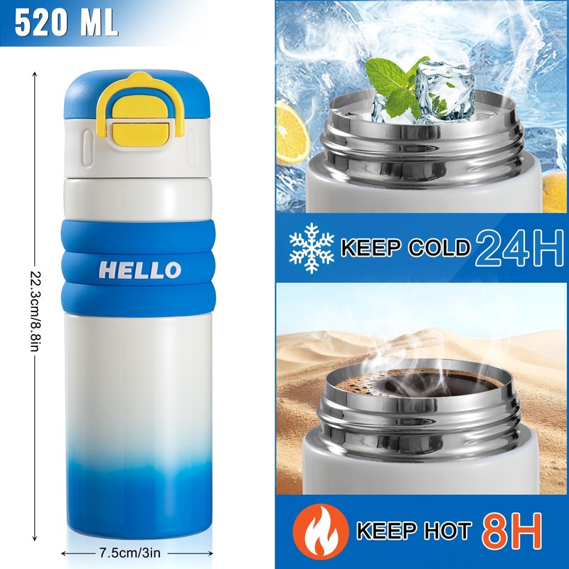 Trinkflasche Aus Edelstahl Thermoskanne Mit Strohhalm Sportflasche Bpa-Frei Auslaufsichere Isolierflasche