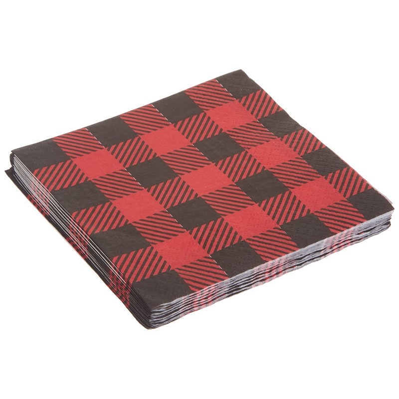 Unique Plaid Lumberjack Beverage Napkins - 5' x 5', 16