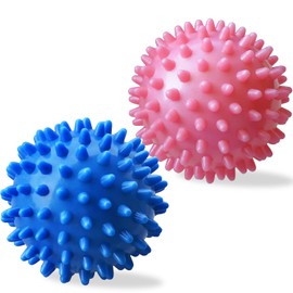 Massage Ball 2pcs, Spiky Hard Massage Ball Foot Roller for Deep Tissue, Arch Trainer Plantar Fasciitis, Muscle Soreness Exercise (Blue/pink)