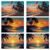 Sea Sunset Linen Placemats Set of 6, Decorative Table Mats