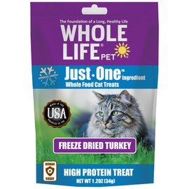 Whole Life Pet Just One Turkey - Cat Treat Or Topper - Human Grade, Freeze Dried, One Ingredient - Protein Rich, Grain Free, Made In The USA