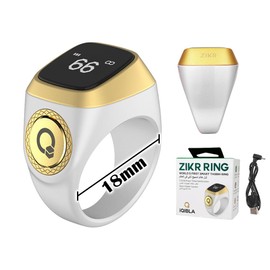 Hitopin Smart Ring Counter, Smart Tasbih Zikr Ring, Muslim Islamic Prayer Smart Rings,Tasbih Counter Smart Ring, Digital Electronic Smart Tally Counter, Tasbeeh Smart Counter for Prayer (White, 18mm)