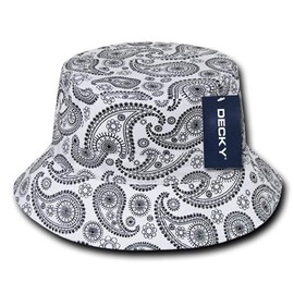 DECKY 459-PL-WHT-07 Paisley Bucket Hat, White, L_Xl