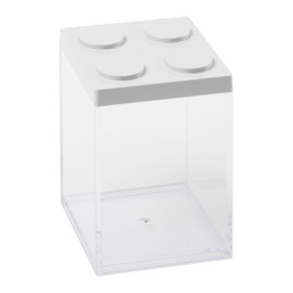 OMADA Design Confetti Container for Confetti or Candy, Brick Type, Transparent Plastic and Coloured Lid - 1000 ml - 10 x 10 x 15.5 cm