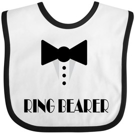 inktastic Ringbearer Mock Tux Wedding Tuxedo Baby Bib White and Black 223eb