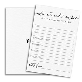 Vodbok 50 Pcs White Advice And Wishes Cards For The New Couples Mr And Mrs, Newlyweds, Bride And Groom, Wedding Advice Cards For The Engagement Party Decoration Bridal Shower Party - A03