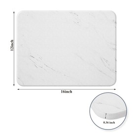 MAOSGO Stone Drying Mat for Kitchen Counter, Fast Drying Diatomaceous Earth Stone Dish Drying Mat, Ultra Absorbent Heat Resistant Dish Drying Mats, 16x12 Non-Slip White Marble Mat for Kitchen Bathroom