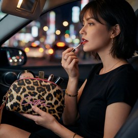TONG YUE Leopard Print Clutch Bag, Women's, Leopard Print, Wristlet Pouch, Large, Stylish, Leopard, Large Capacity, Freestanding, Cosmetic Pouch, Accessory Storage, Wedding, Party, Work, Travel