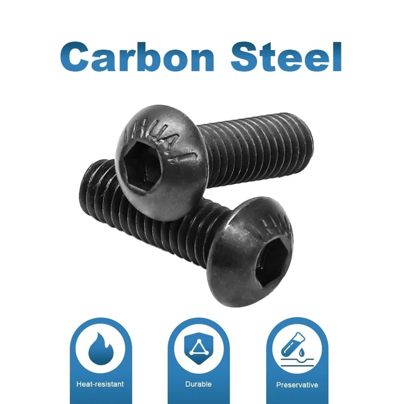 Pack of 50 M3 Hexagon Socket Screws Set, Black Hex
