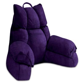 RRPAHWTV Reading Pillow for Bed with High Arm Rests ,Back Support Pillow for Sitting Up in Bed with Shredded Memory Foam for Reading, TV, Gaming or Relaxing on Bed or Floor（Grape, Large）
