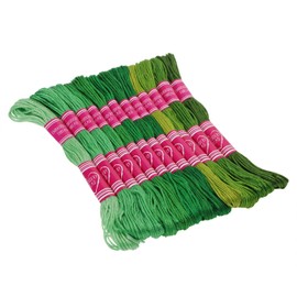 Mini Skater 12 Pieces Cross Sew Embroidery Thread Floss Kit DIY Sewing Tools Accessories(12 Colors) (Gradient Green)
