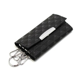Mark 傳 having 印伝 takane Key Case Key Holder 2807 Black Red Blue Mount Fuji Japanese Pattern Japanese Small Unisex Made in Japan (Made in Japan) Gift. - black -