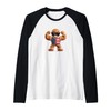 Cool Bodybuilder Cookie with Patriotic Colors Costume Raglan Baseball Tee