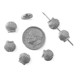 exceptionalbeauty 20 Tibetan Antiqued Silver 9x8mm Two Sided Ocean Clam Scallop Shell Spacer Beads