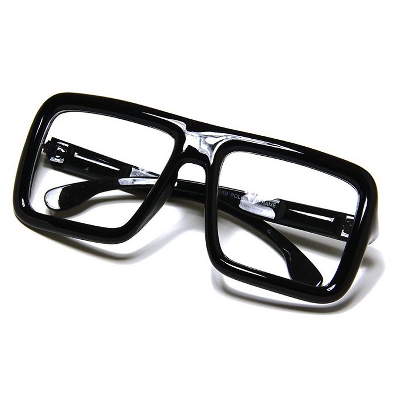 Black Thick Square Glasses Clear Lens Eyeglasses Frame Super Oversized