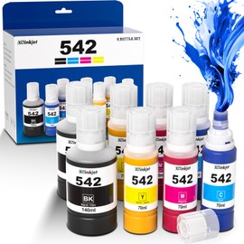 542 Ink Refill Bottles Compatible for Eco tank Pro ET-5150 ET-5170 ET-5180 ET-5800 ET-5850 ET-5880 ET-16600, 542 Ink Bottle for Workforce ST-C5000 ST-C5500, Pigment Ink 542 Combo Pack (2BK 2C 2M 2Y)