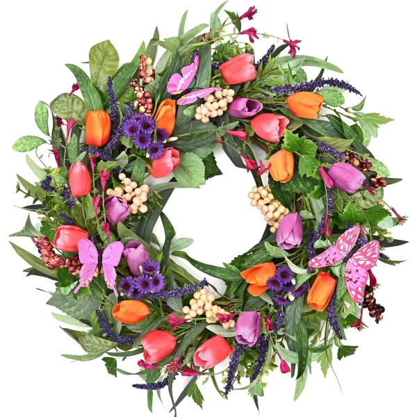 Waipfaru Spring Decorations, 22in Spring Wreath, Spring Summer Wreaths for
