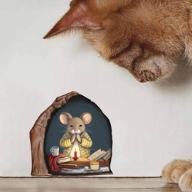 Pack of 12 3D Wall Stickers "Mouse in the Hole" Theme Wall Stickers, PVC Wall Stickers, Funny Art Wall Decor Stickers for Home Wall Decor
