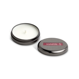 MARIL Demi Travel 1.75 oz Soy Wax and Tin Lidded Candle, Rose & Leather