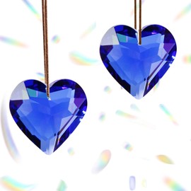 Together-life 2 Pack Crystal Suncatcher Ball Heart Prisms Pendants & Chandelier Window Hanging Ornament Rainbow Crystal(Blue)