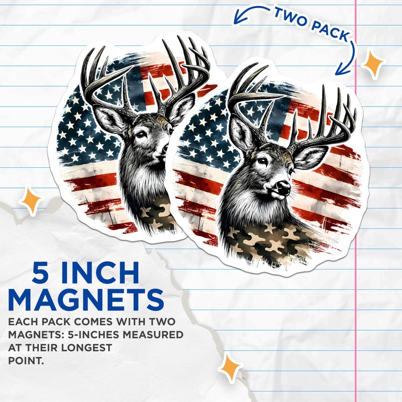 (2 Pack) Rustic American Flag Design Magnet - 5" On